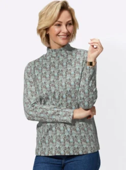 Stehkragenshirt aus Baumwoll-Stretch