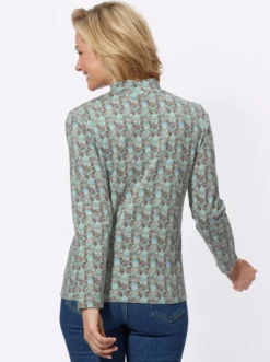 Stehkragenshirt aus Baumwoll-Stretch