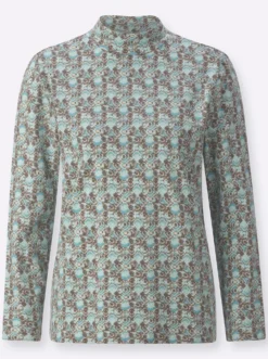 Stehkragenshirt aus Baumwoll-Stretch
