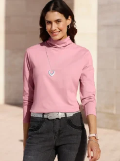 Stehkragenshirt aus Baumwoll-Stretch-Qualität