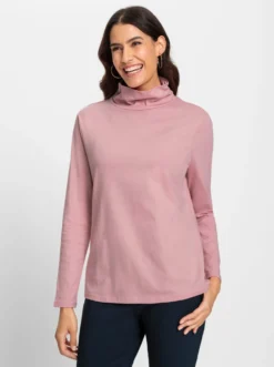 Stehkragenshirt aus Baumwoll-Stretch-Qualität