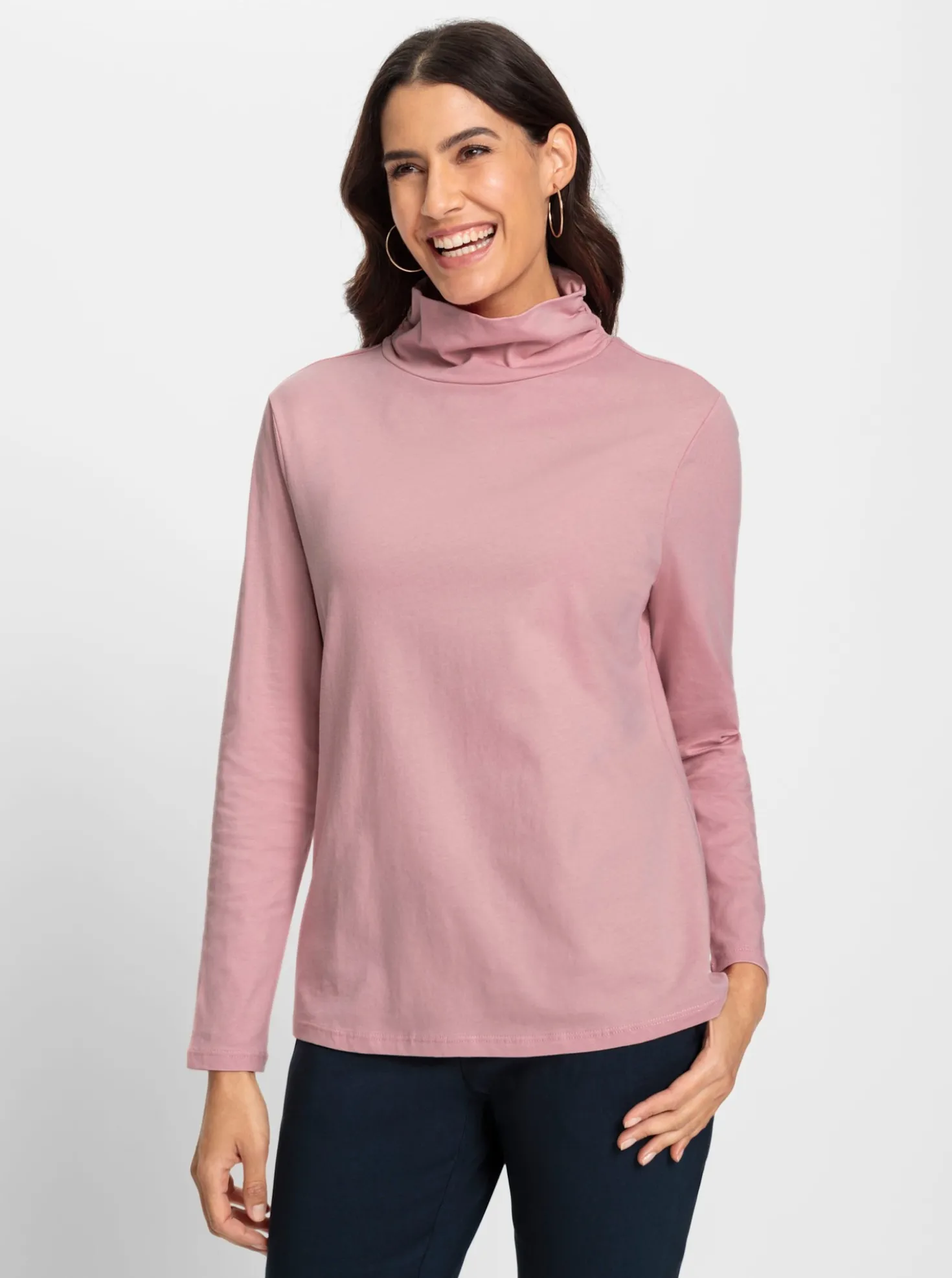 Stehkragenshirt aus Baumwoll-Stretch-Qualität