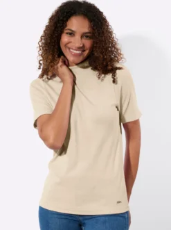 Stehkragenshirt in Baumwoll-Qualität