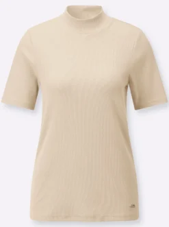 Stehkragenshirt in Baumwoll-Qualität