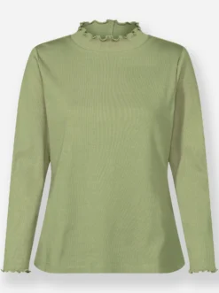 Stehkragenshirt in Rippen-Optik