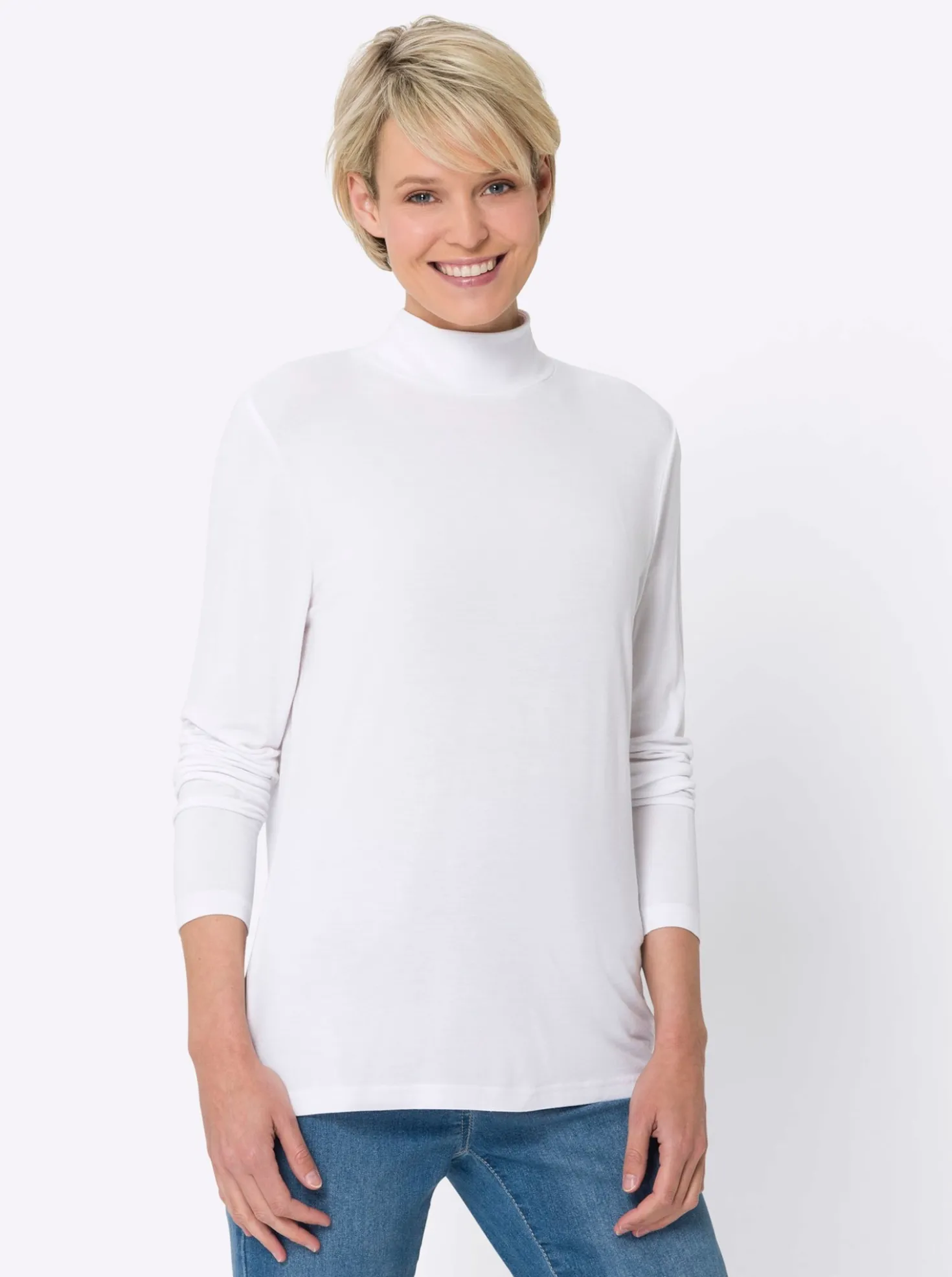 Stehkragenshirt in Viskose-Qualität