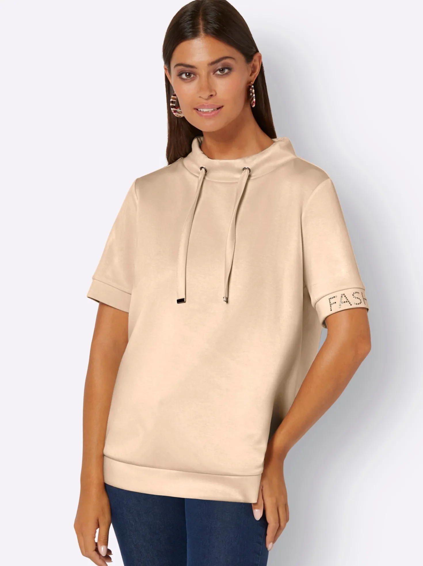Stehkragenshirt in weichem Material