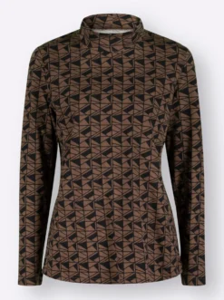 Stehkragenshirt mit Grafikdruck