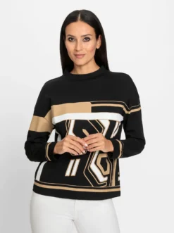 Stehkragenshirt mit Grafik-Print