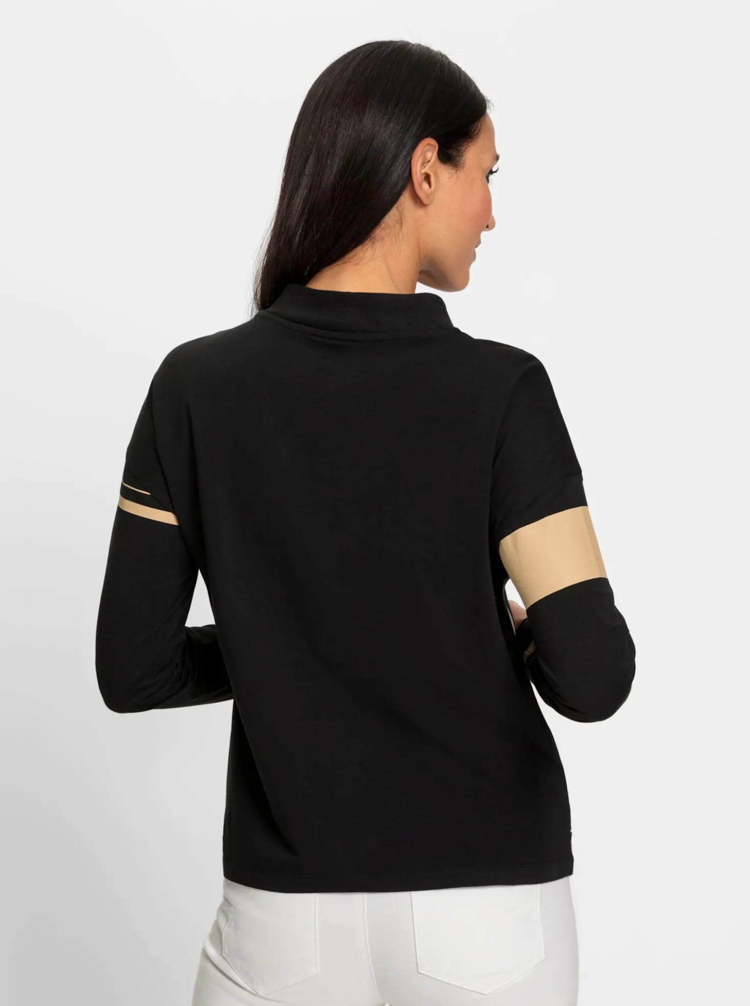 Stehkragenshirt mit Grafik-Print