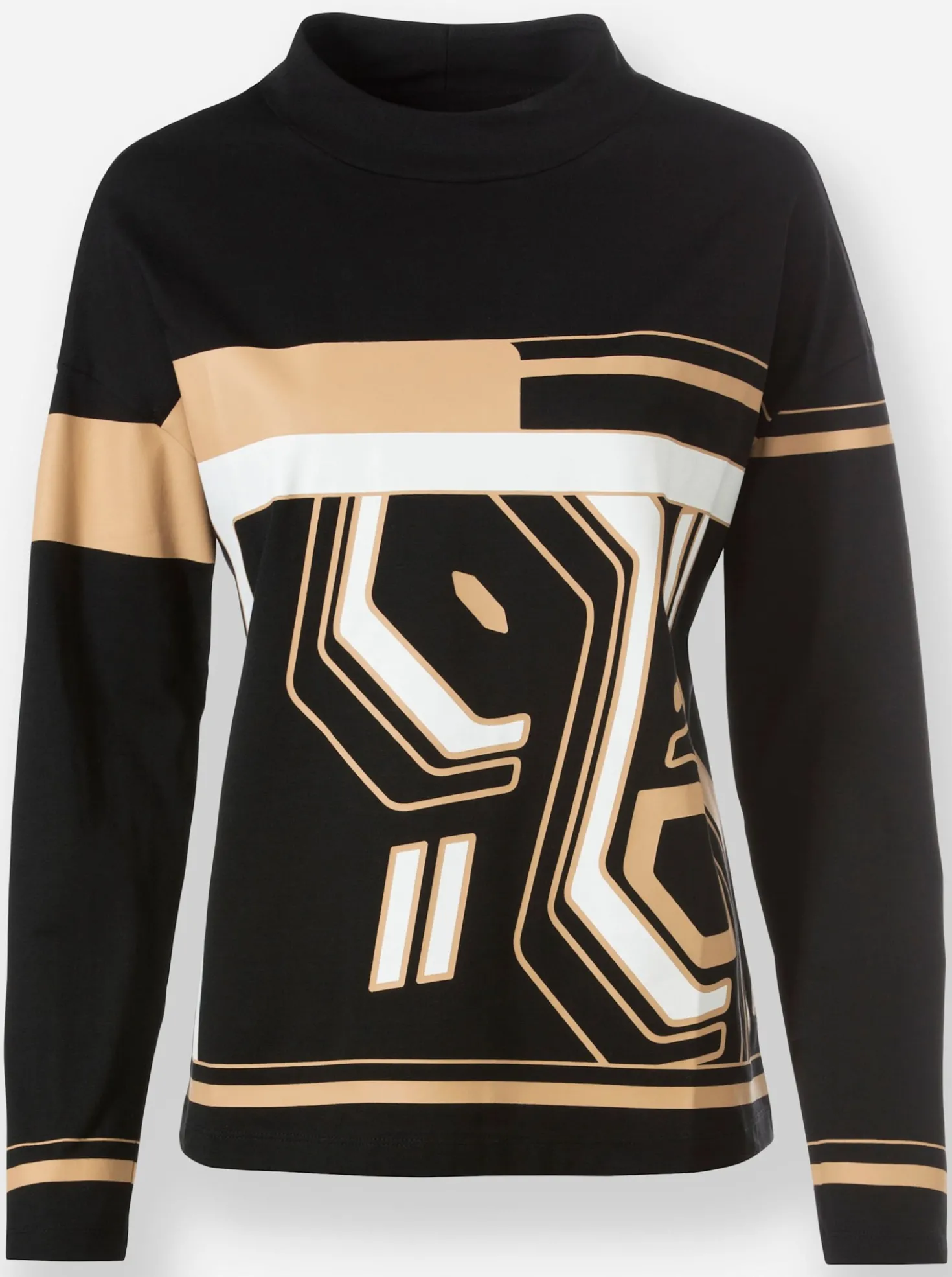Stehkragenshirt mit Grafik-Print