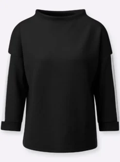 Stehkragenshirt mit Kontraststreifen
