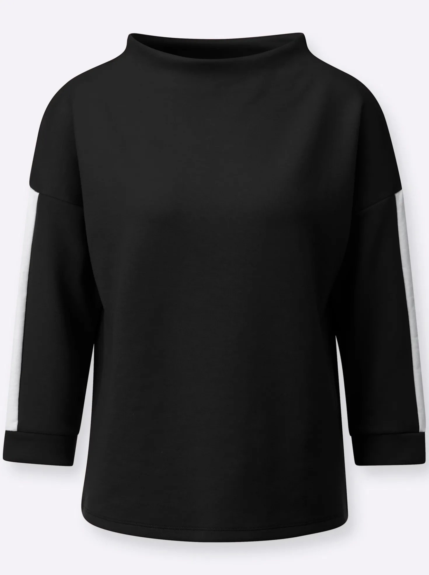 Stehkragenshirt mit Kontraststreifen