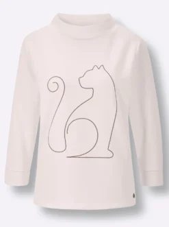Stehkragenshirt mit Kordelstickerei