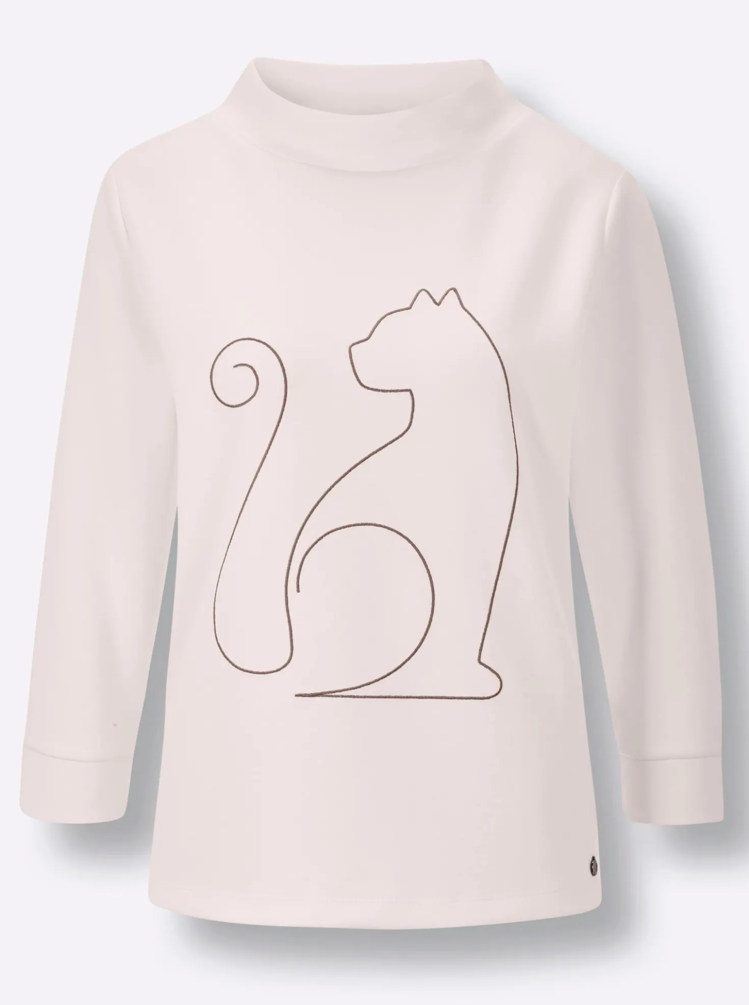Stehkragenshirt mit Kordelstickerei