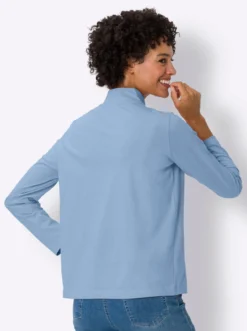 Stehkragenshirt mit kurzem Reißverschluss