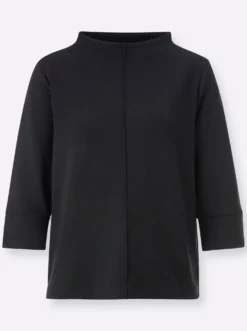 Stehkragenshirt mit 3/4-Ärmeln