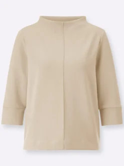 Stehkragenshirt mit 3/4-Ärmeln