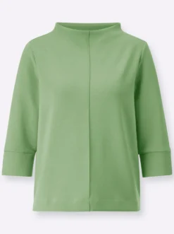 Stehkragenshirt mit 3/4-Ärmeln