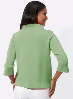 Stehkragenshirt mit 3/4-Ärmeln