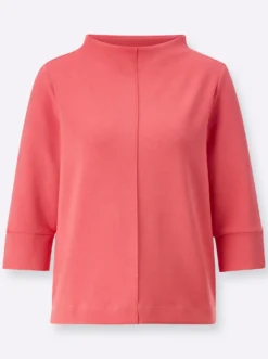 Stehkragenshirt mit 3/4-Ärmeln