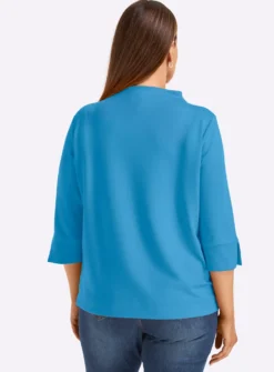 Stehkragenshirt mit 3/4-Ärmeln