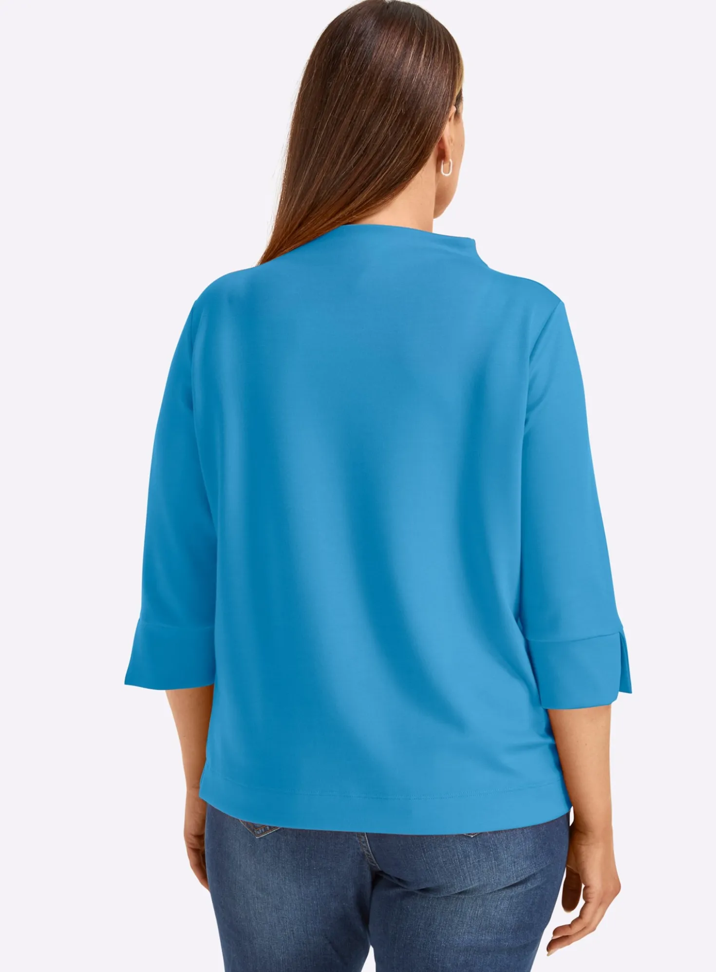 Stehkragenshirt mit 3/4-Ärmeln