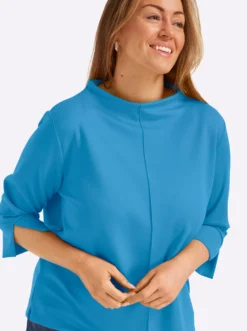 Stehkragenshirt mit 3/4-Ärmeln