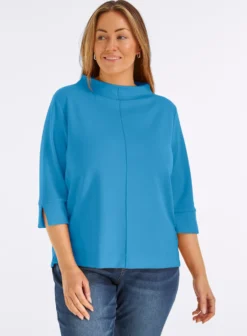 Stehkragenshirt mit 3/4-Ärmeln