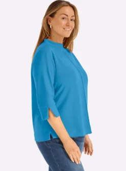 Stehkragenshirt mit 3/4-Ärmeln