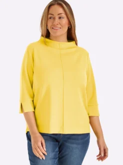 Stehkragenshirt mit 3/4-Ärmeln