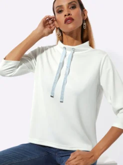 Stehkragenshirt mit Samtband
