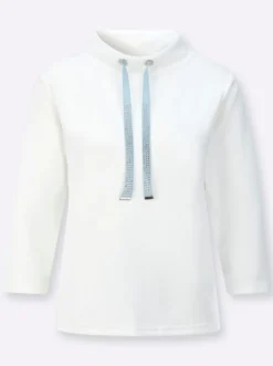 Stehkragenshirt mit Samtband