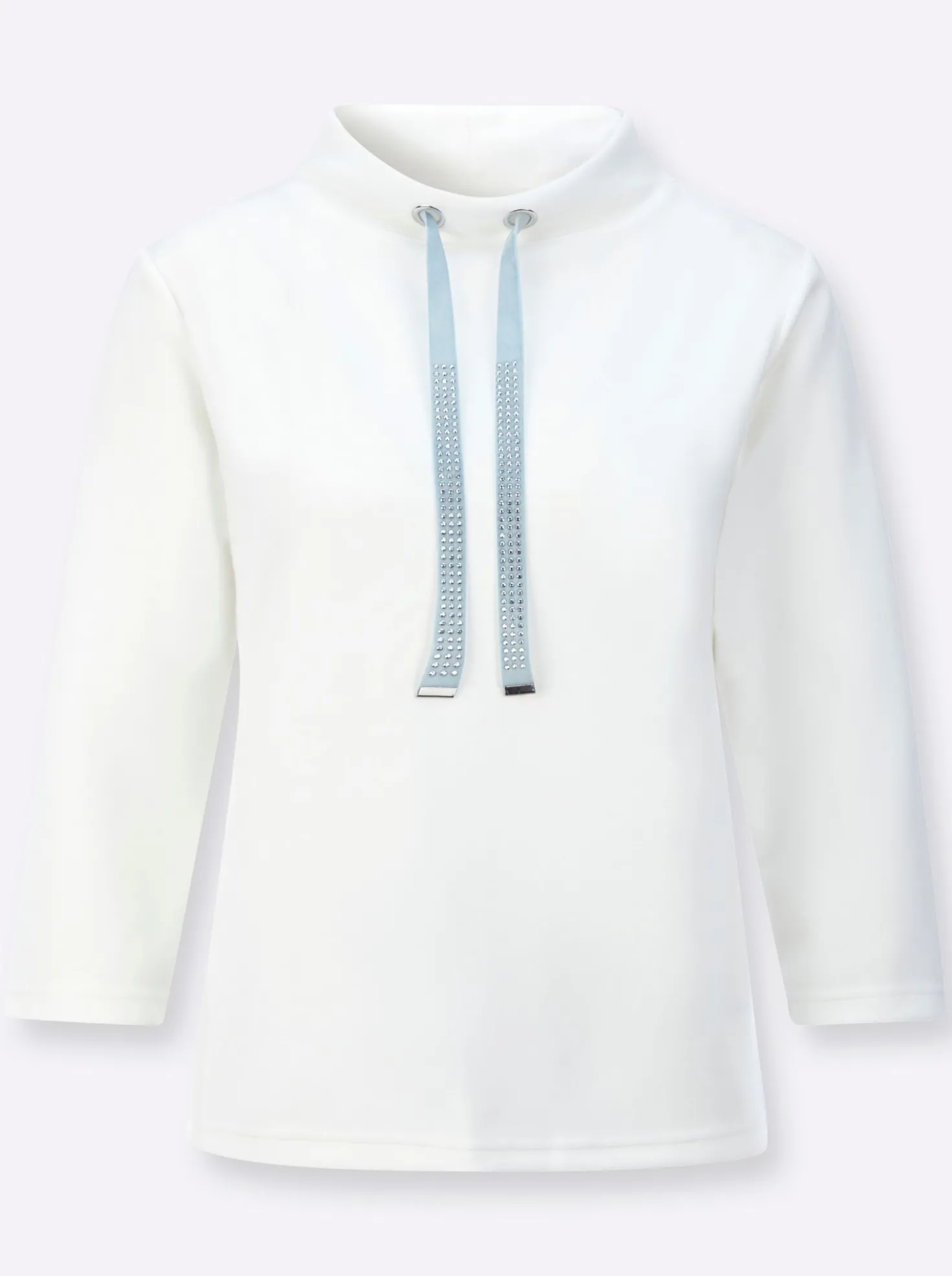 Stehkragenshirt mit Samtband