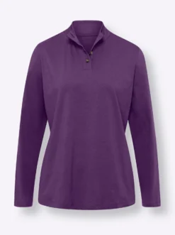 Stehkragenshirt mit Schmuckknöpfen