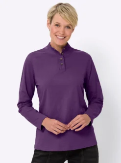 Stehkragenshirt mit Schmuckknöpfen