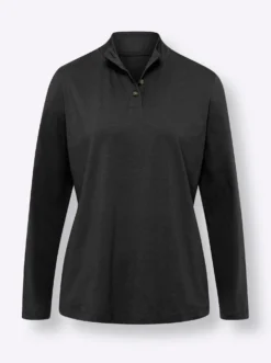 Stehkragenshirt mit Schmuckknöpfen