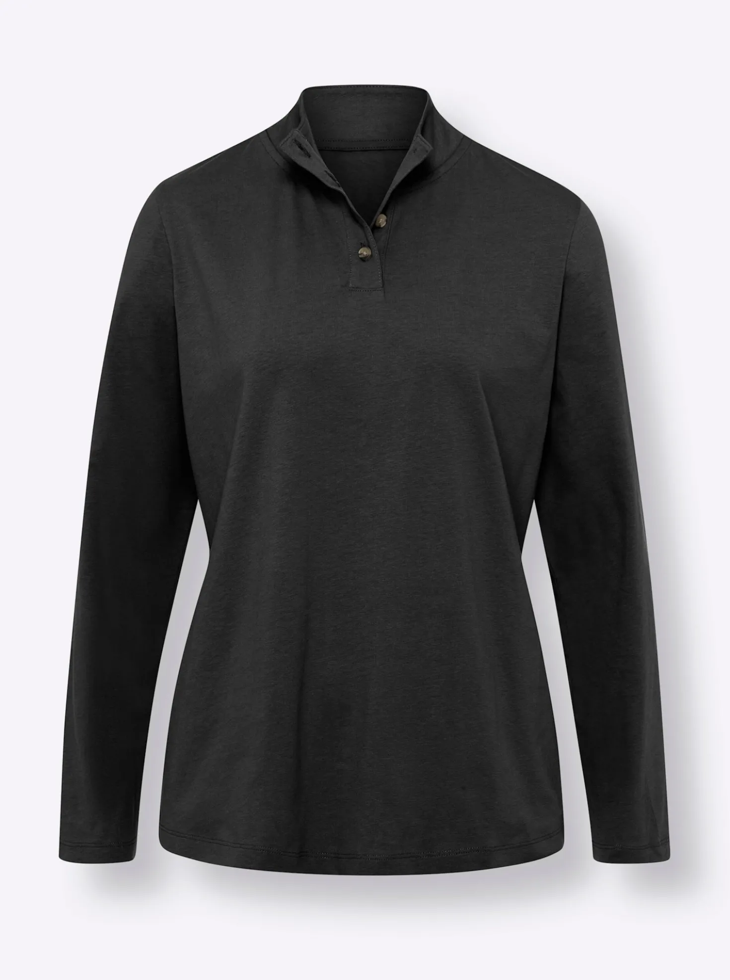 Stehkragenshirt mit Schmuckknöpfen