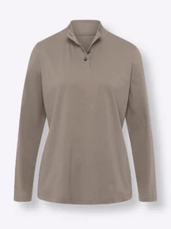 Stehkragenshirt mit Schmuckknöpfen