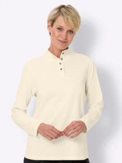 Stehkragenshirt mit Schmuckknöpfen