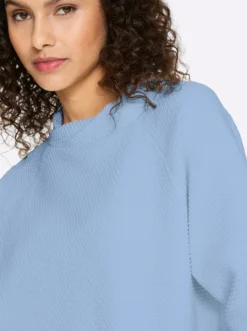 Stehkragenshirt mit Waffelstruktur
