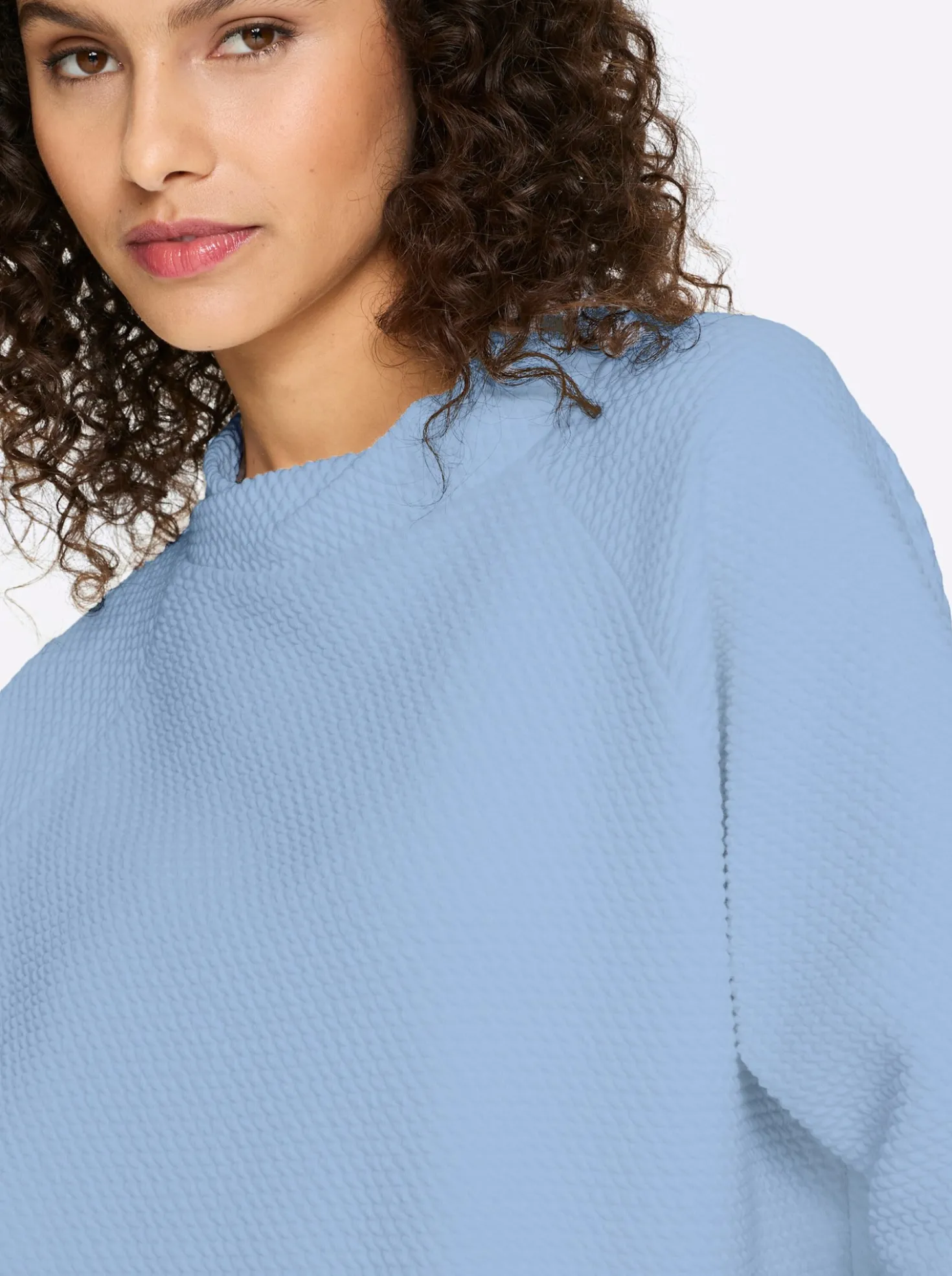 Stehkragenshirt mit Waffelstruktur