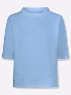 Stehkragenshirt mit Waffelstruktur