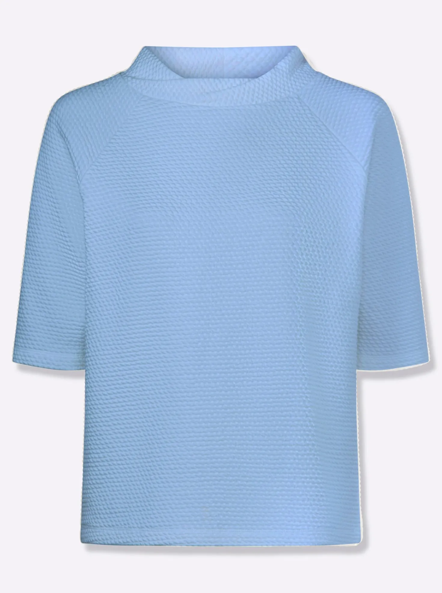 Stehkragenshirt mit Waffelstruktur