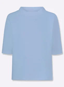 Stehkragenshirt mit Waffelstruktur