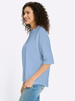 Stehkragenshirt mit Waffelstruktur