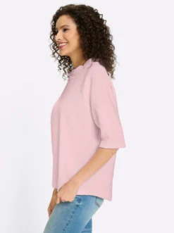 Stehkragenshirt mit Waffelstruktur