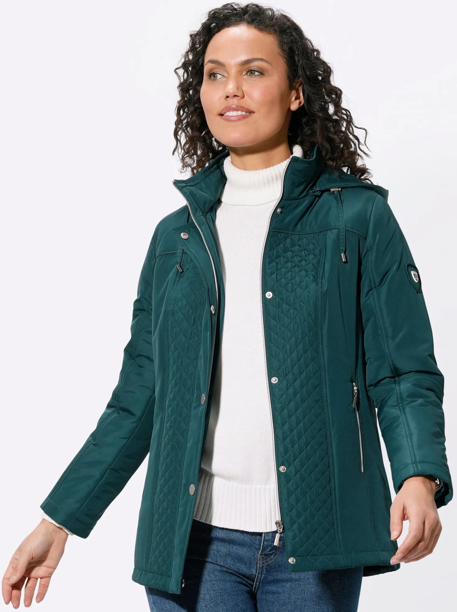 Steppjacke mit abnehmbarer Kapuze
