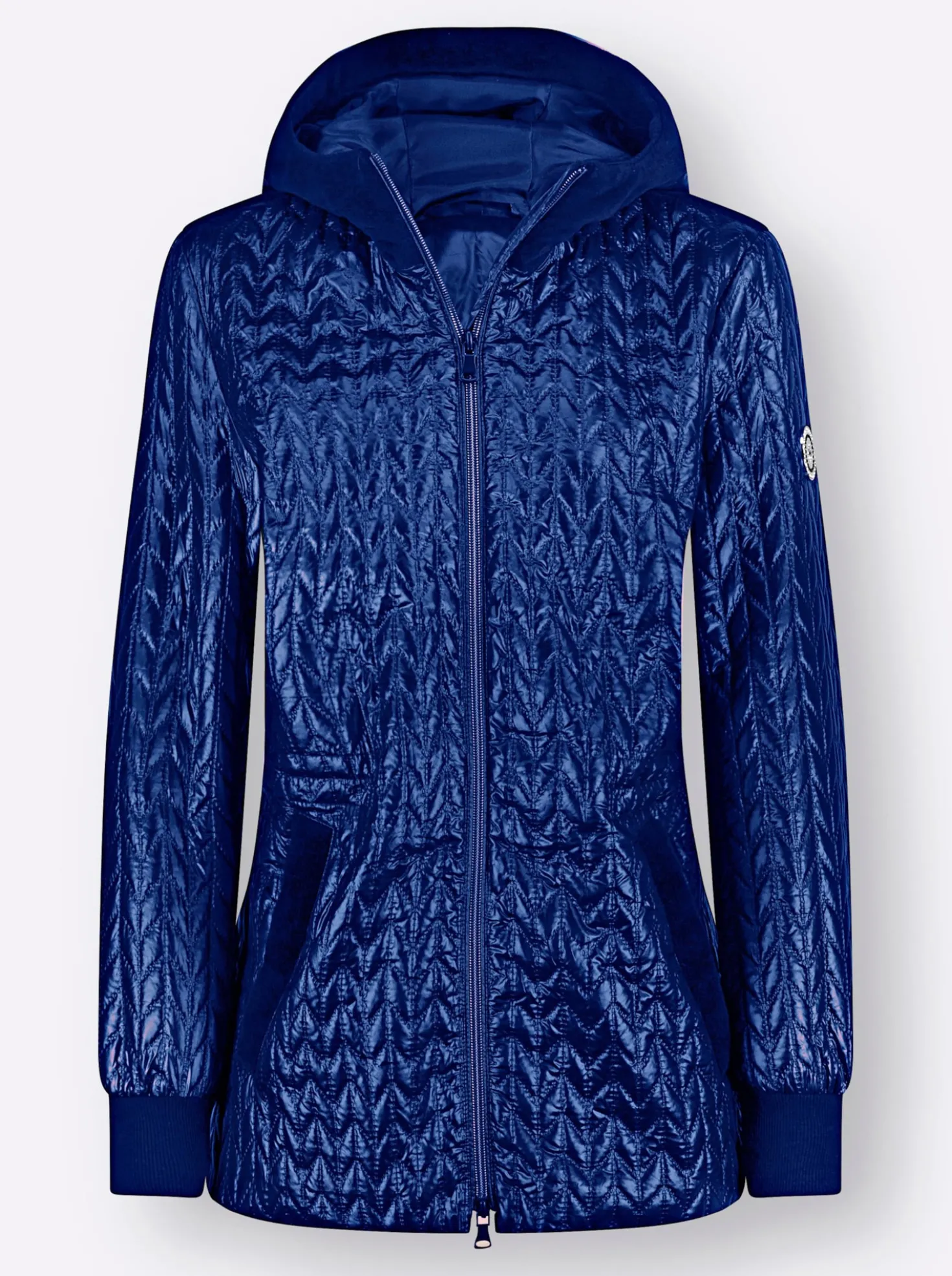 Steppjacke mit Details aus Samt