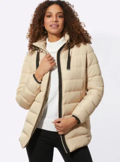 Steppjacke mit elastischer Kontrast-Paspelierung